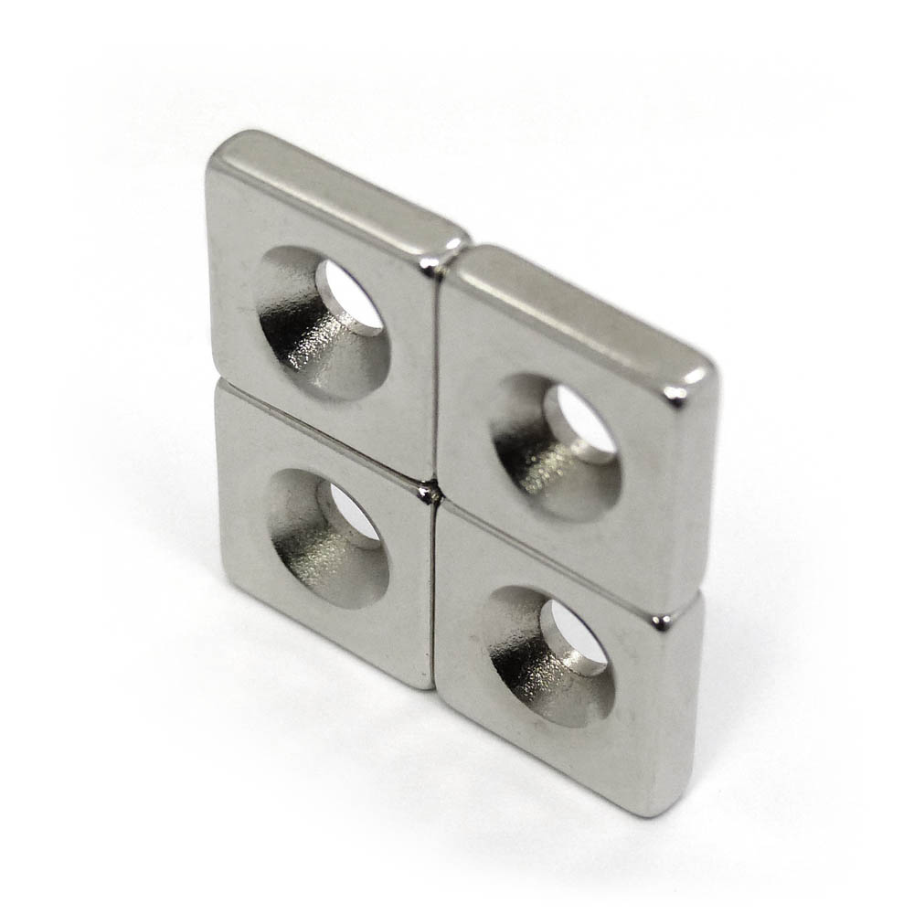 Boy 20mm X En 20mm X Delik Çap 10/5.5mm X Kalınlık 5mm Havşalı Neodyum Mıknatıs